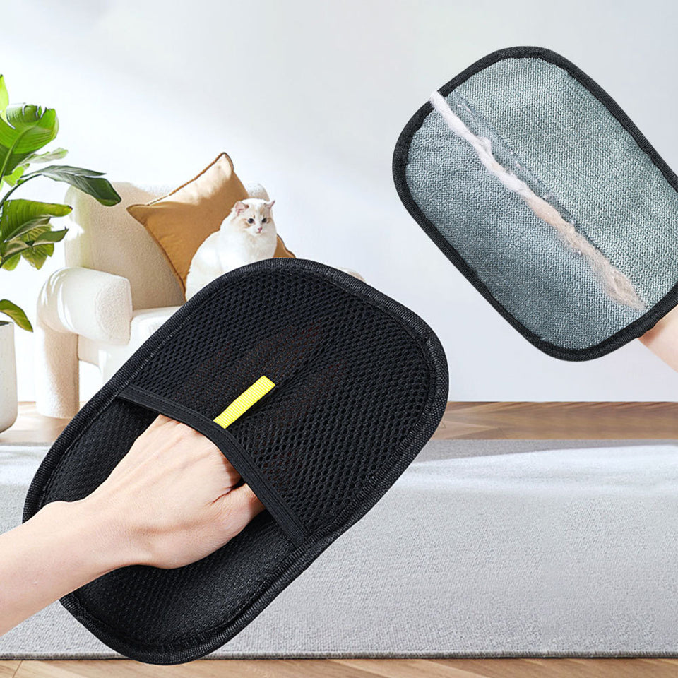Pet Hair Remover Mitt Glove – Dual-Sided DE shedding Brush for Dogs, Cats & Rabbits – Long/Short/Curly Fur Grooming Tool